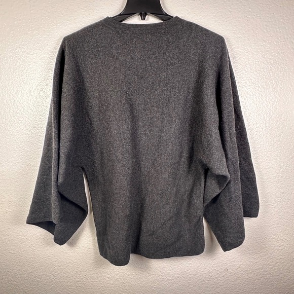 COS 100% Wool Charcoal Gray Wide Dolman Sleeve Crewneck Sweater Womens Large L - Picture 2 of 5